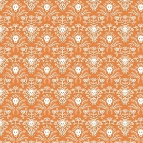 Skulls and Roses Damask Orange 2