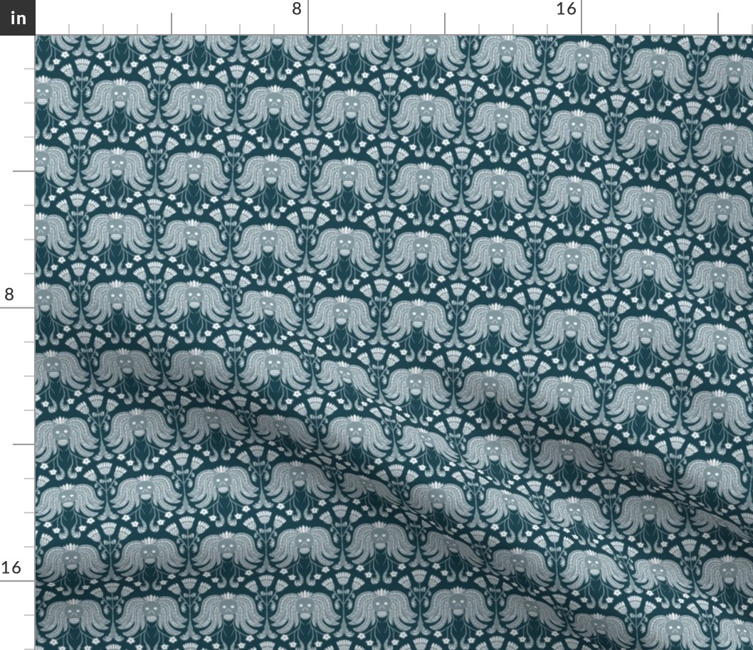 Skulls and Thistle in Deep Teal