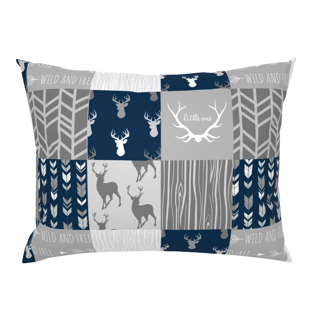 Wholecloth Quilt- navy and Grey Deer