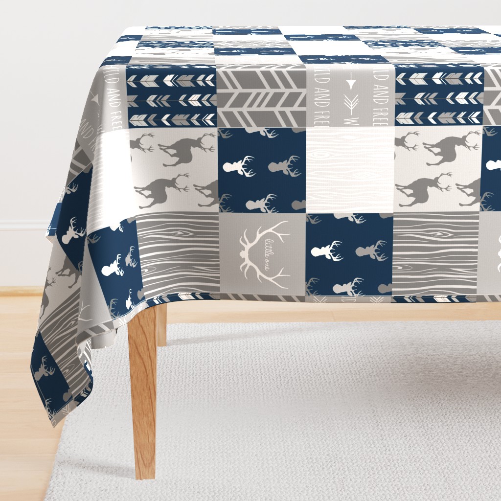 Wholecloth Quilt- navy and Grey Deer