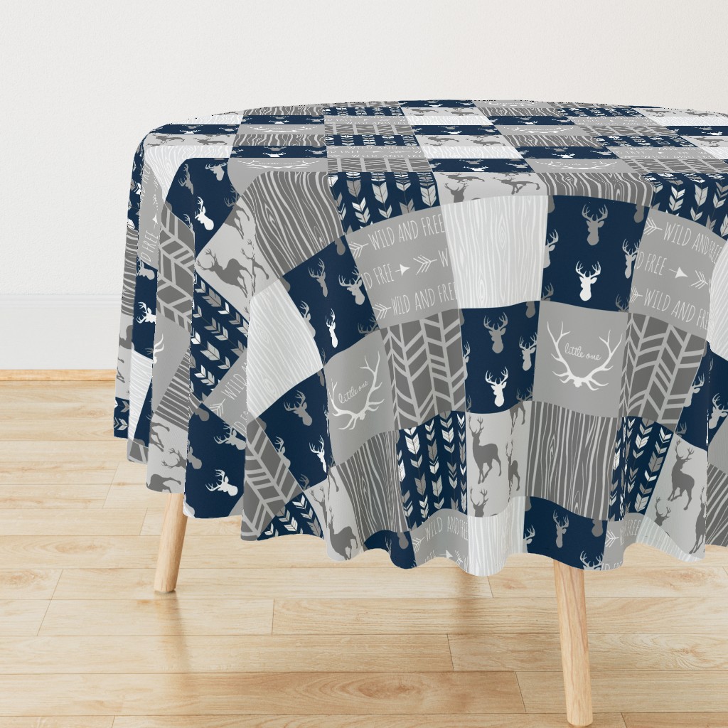 Wholecloth Quilt- navy and Grey Deer