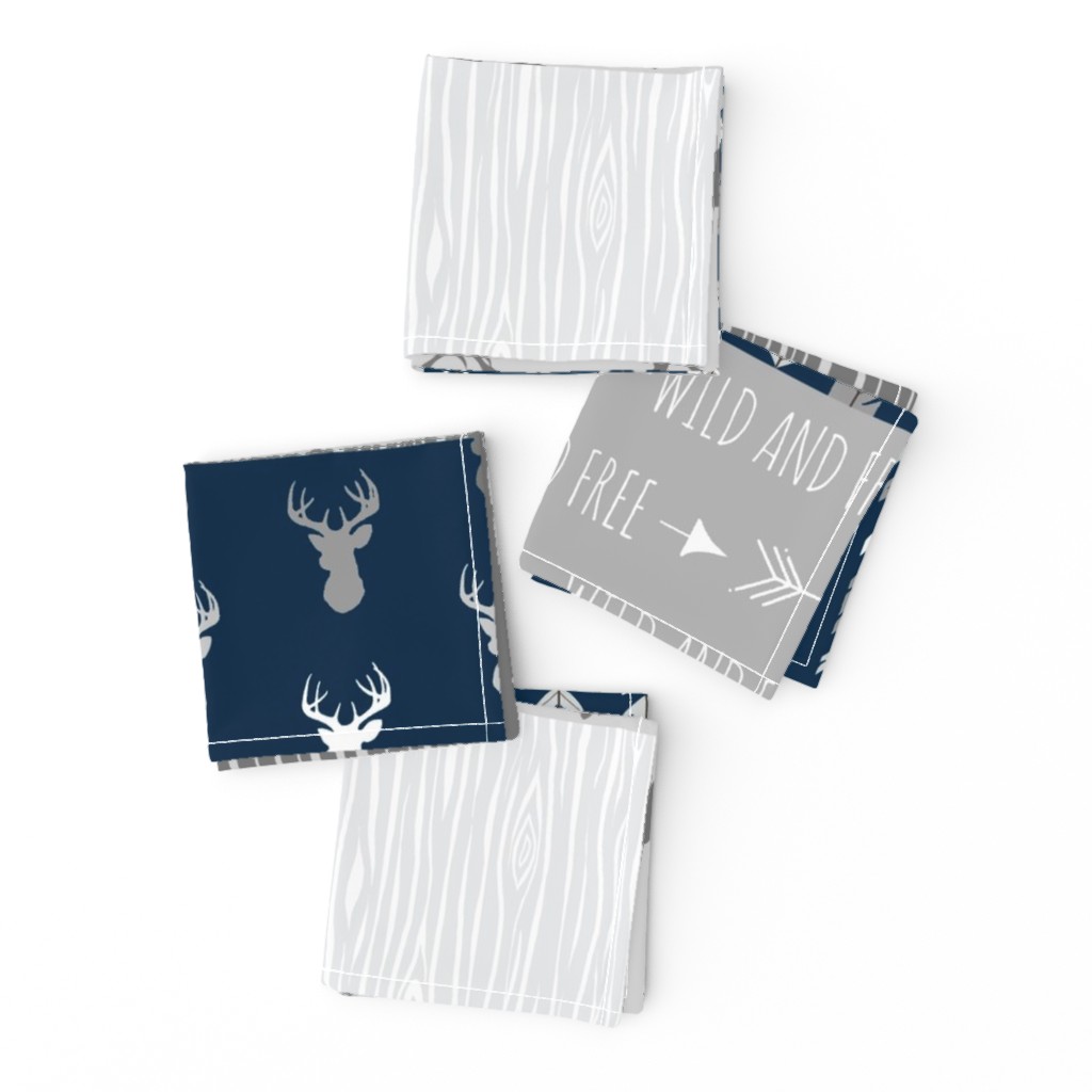 Wholecloth Quilt- navy and Grey Deer