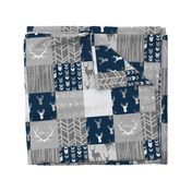 Wholecloth Quilt- navy and Grey Deer