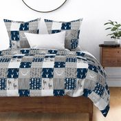 Wholecloth Quilt- navy and Grey Deer