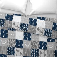 Wholecloth Quilt- navy and Grey Deer