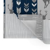 Wholecloth Quilt- navy and Grey Deer