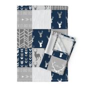 Wholecloth Quilt- navy and Grey Deer