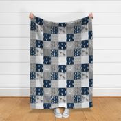 Wholecloth Quilt- navy and Grey Deer