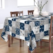 Wholecloth Quilt- navy and Grey Deer