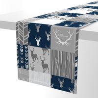 Wholecloth Quilt- navy and Grey Deer