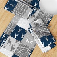 Wholecloth Quilt- navy and Grey Deer