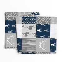 Wholecloth Quilt- navy and Grey Deer