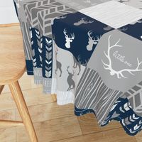 Wholecloth Quilt- navy and Grey Deer