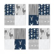 Wholecloth Quilt- navy and Grey Deer