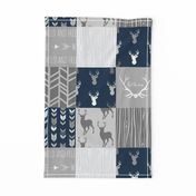 Wholecloth Quilt- navy and Grey Deer