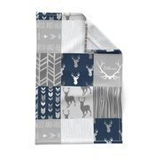 Wholecloth Quilt- navy and Grey Deer