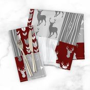 Wholecloth Quilt- Maroon and Grey Deer-ch-ch-ch