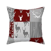 Wholecloth Quilt- Maroon and Grey Deer-ch-ch-ch