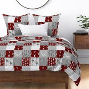 Wholecloth Quilt- Maroon and Grey Deer-ch-ch-ch