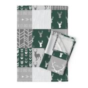 Wholecloth Quilt- Evergreen and Grey Deer-ch-ch-ch-ch-ch