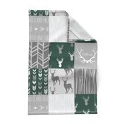 Wholecloth Quilt- Evergreen and Grey Deer-ch-ch-ch-ch-ch