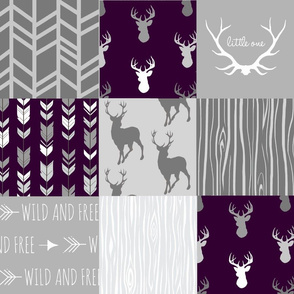 Wholecloth Quilt- Eggplant and Grey Deer