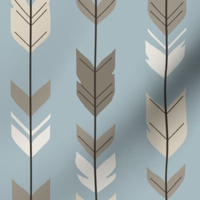 custom Arrow Feathers - taupe and blue