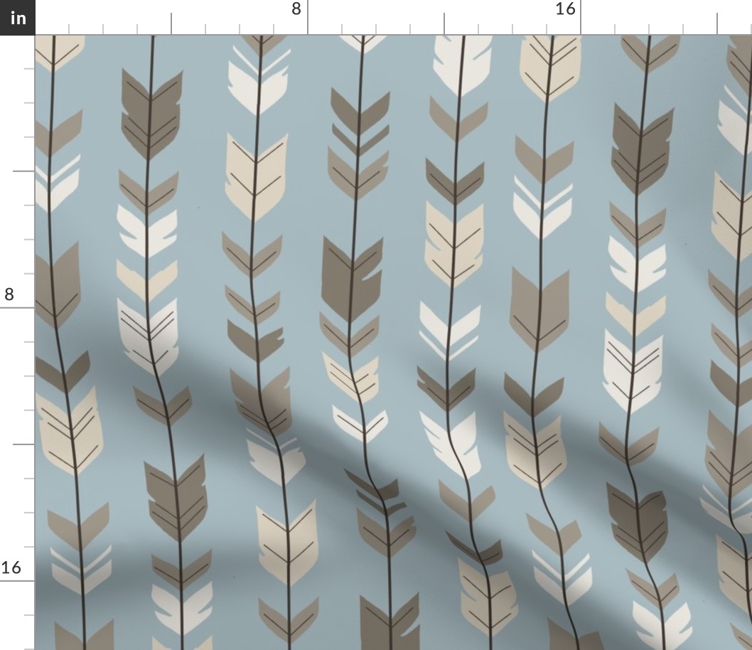 custom Arrow Feathers - taupe and blue