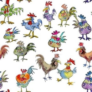 Cartoon Rooster Fabric, Wallpaper and Home Decor | Spoonflower