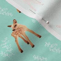 Bambi FAWN II on Pastel Blue Green