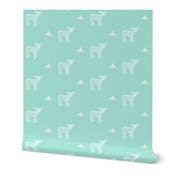 Deer and Bee on Pastel Blue Green