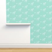 Deer and Bee on Pastel Blue Green