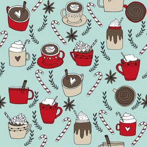 hot chocolate // cocoa coffee cute holiday peppermint hot chocolates drinks food christmas fabrics andrea lauren