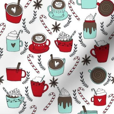 hot chocolate fabric // hot cocoa christmas fabric peppermint coffee peppermint drinks cute holiday hot chocolates