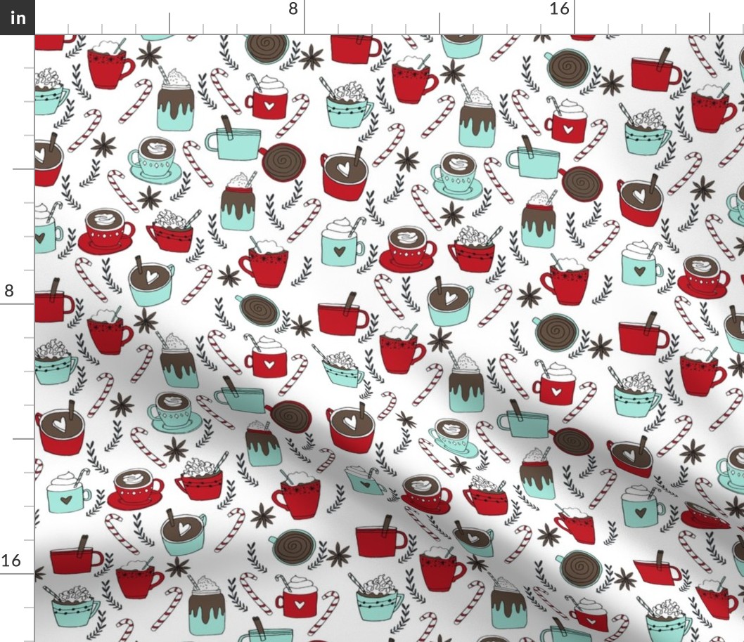 hot chocolate fabric // hot cocoa christmas fabric peppermint coffee peppermint drinks cute holiday hot chocolates
