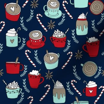 hot cocoa // hot chocolate coffee peppermint latte christmas winter holiday drinks coffees cute cafe holiday fabrics