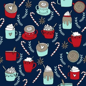 hot cocoa // hot chocolate coffee peppermint latte christmas winter holiday drinks coffees cute cafe holiday fabrics