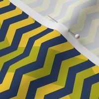 wavy chevron - navy, yellow and lime
