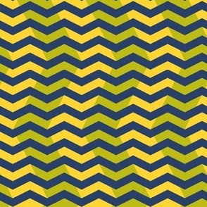 wavy chevron - navy, yellow and lime