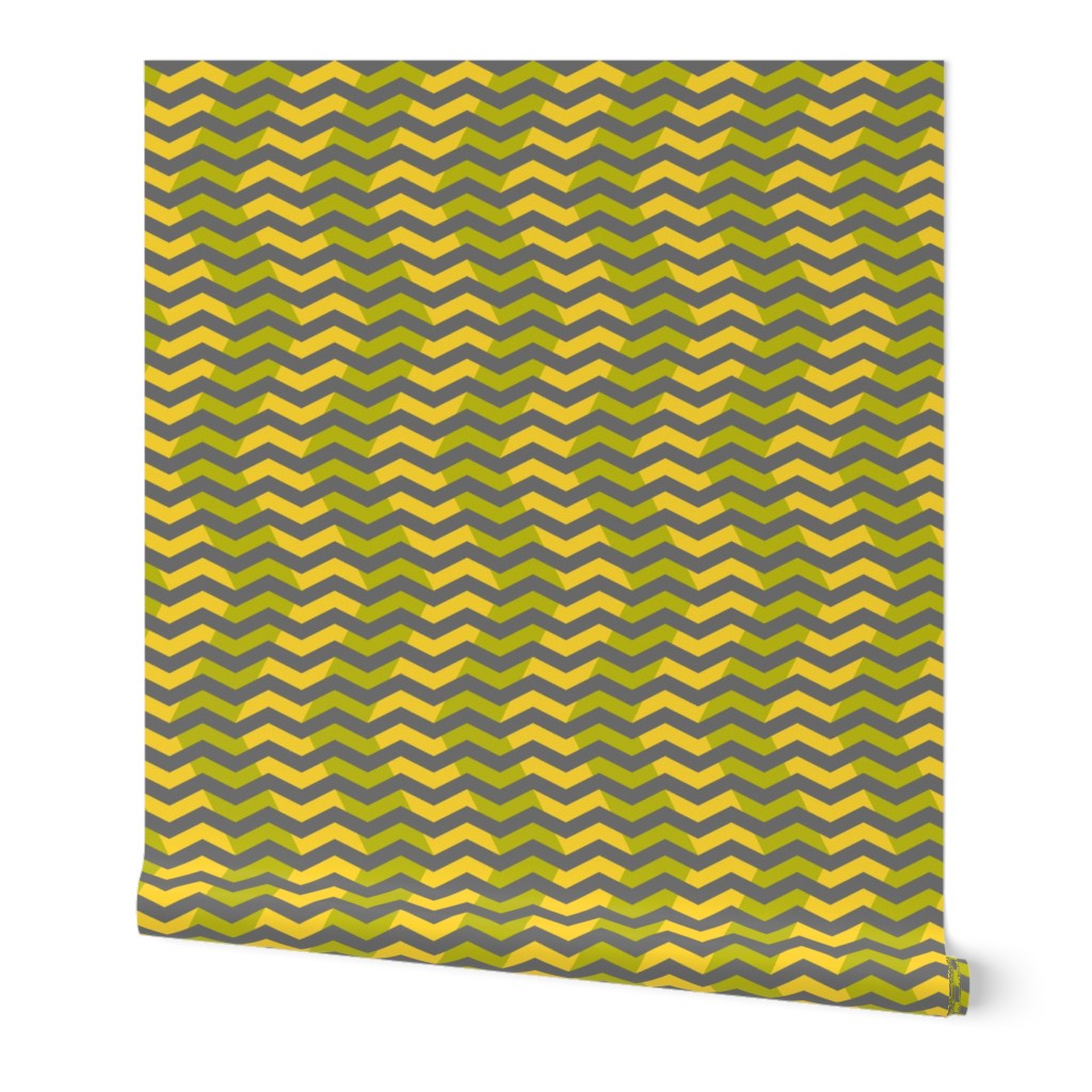 wavy chevron - grey, lime and yellow