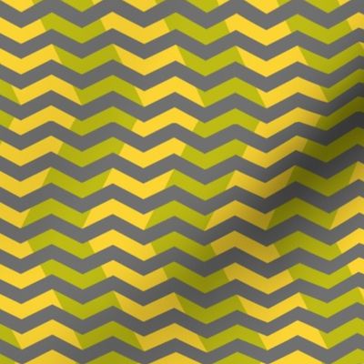 wavy chevron - grey, lime and yellow