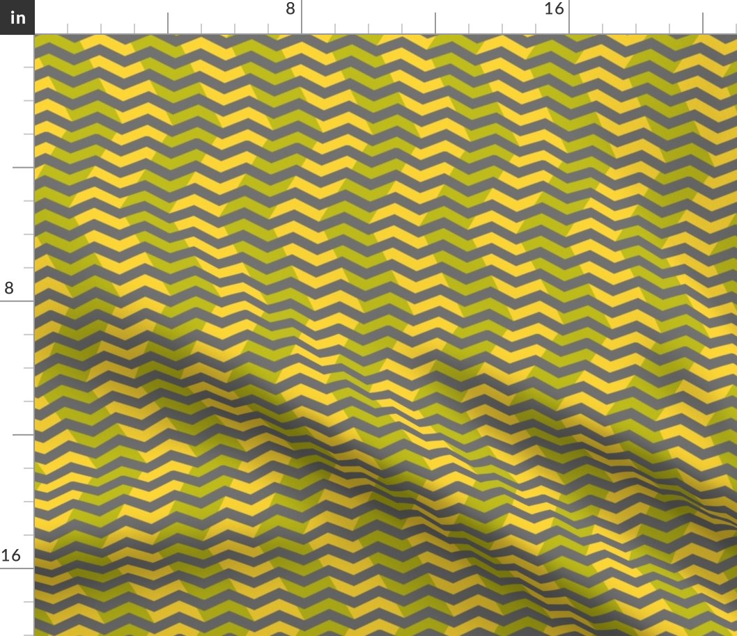 wavy chevron - grey, lime and yellow