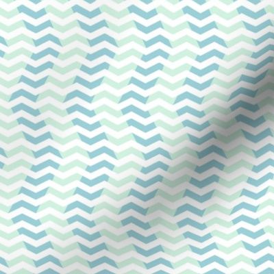 wavy chevron - light blue, mint and white