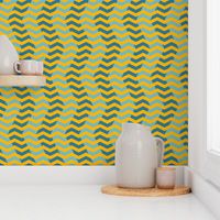 wavy chevron - gold and teal