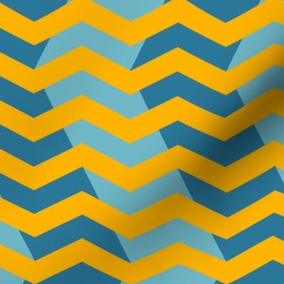 wavy chevron - gold and teal