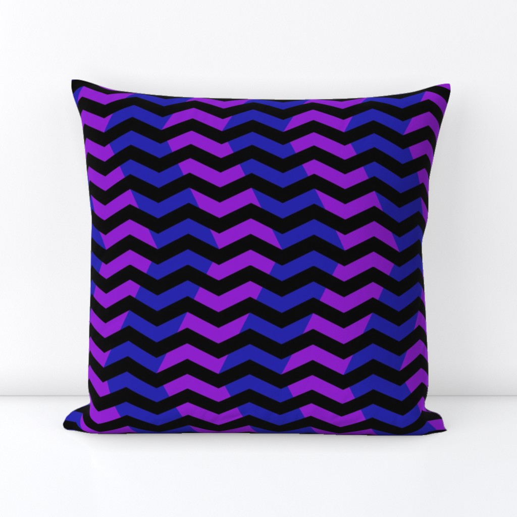 wavy chevron in blue, black and purple