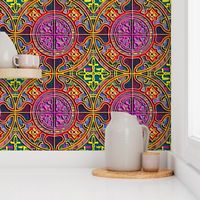 MANDALA TILE YELLOW PINK MEDIEVA L