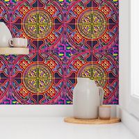 MANDALA TILE PINK YELLOW MEDIEVAL