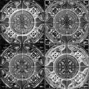 MANDALA TILES CHECK BLACK AND WHITE STONES PSMGE