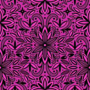 Blackwork Floral (Pink)